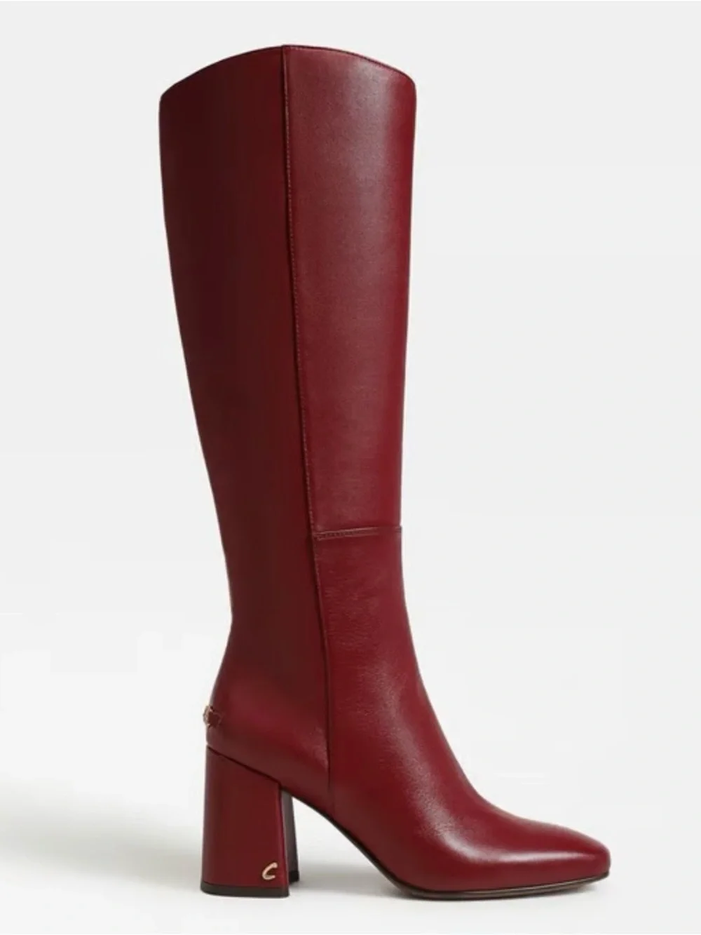 Circus NY by Sam Edelman Tall Dark Cherry Leather Block-Heel Boots - Picture 2 of 8